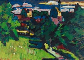 Wassily Kandinsky. Ansicht von Murnau mit der Eisenbahn, die Kirche und das Schloss, 1909