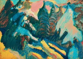 Wassily Kandinsky. Kochel, Verschneite Bäume, 1909