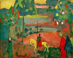 Wassily Kandinsky. Lanzenreiter in Landschaft, 1908