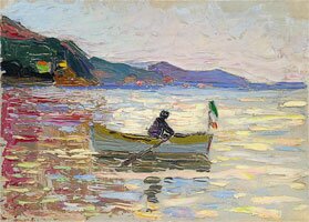 Wassily Kandinsky. Rapallo - Boot im Meer, 1906