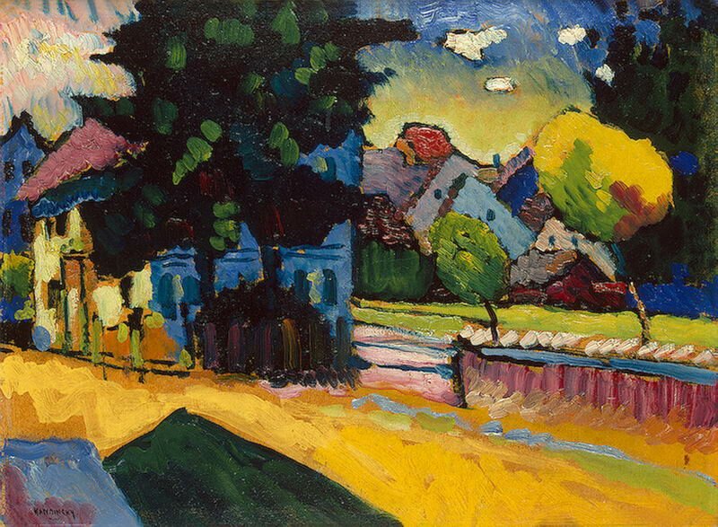 Maler Wassily Kandinsky. Malerei. Murnau anzeigen. 1908