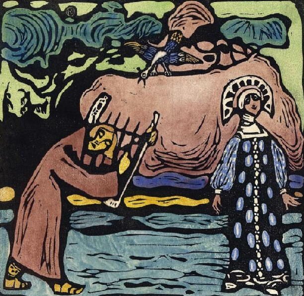 Maler Wassily Kandinsky. Grafik. Leier. 1907