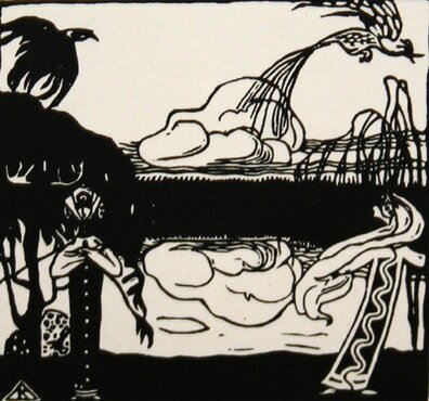 Maler Wassily Kandinsky. Grafik. Zwei V?gel . 1907