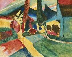 Wassily Kandinsky. Landschaft mit zwei Pappeln, 1912